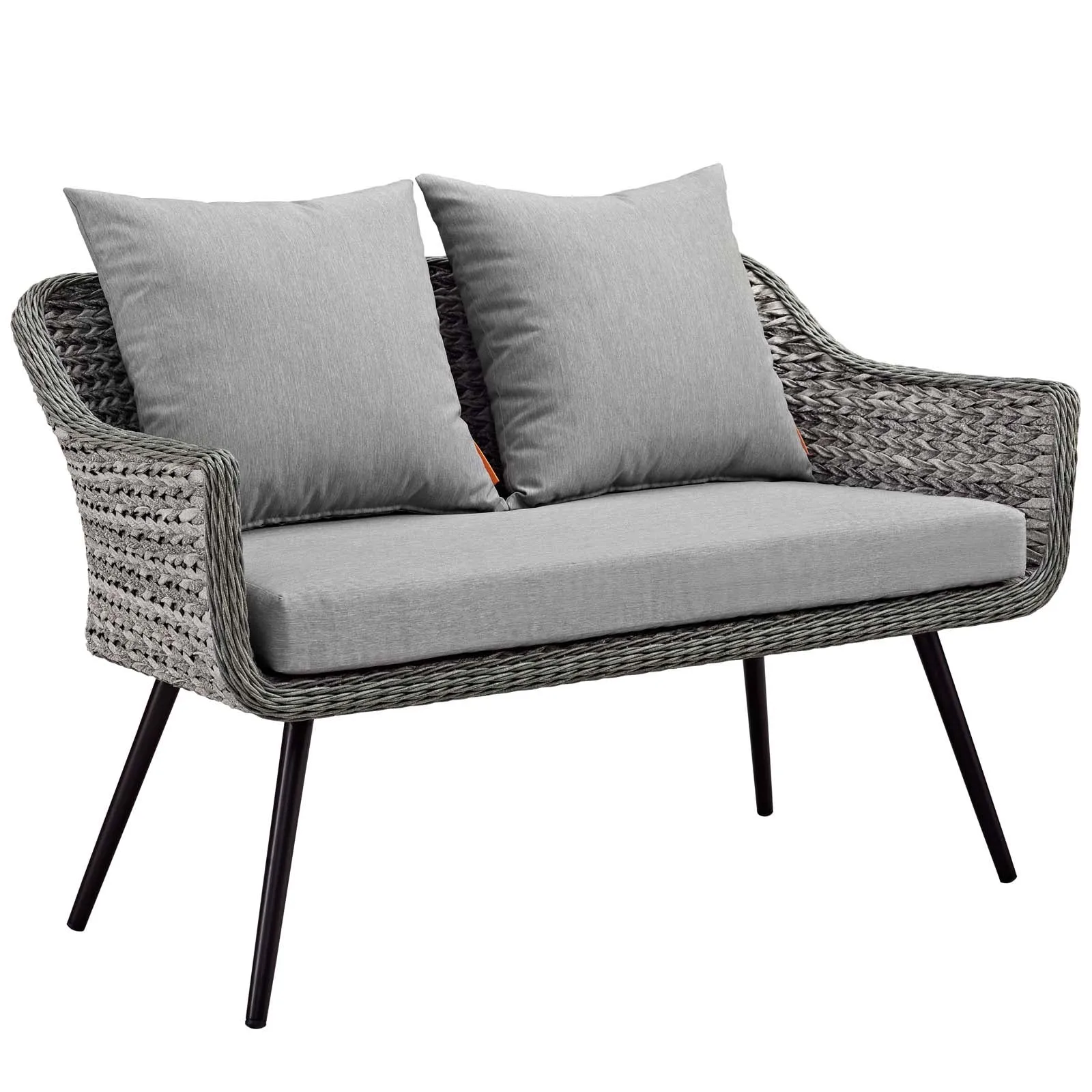 Endeavor 5 Piece Outdoor Patio Wicker Rattan Loveseat Armchair Coffee   Side Table Set