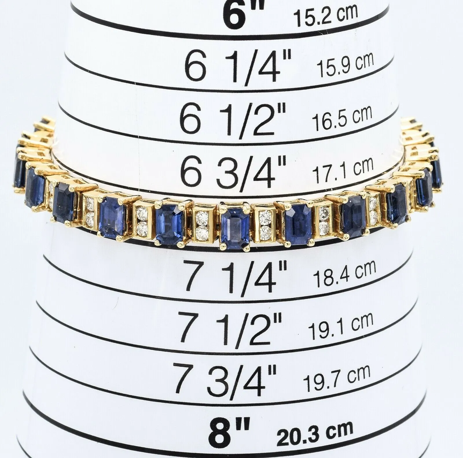 Estate 14K Yellow Gold Sapphire & Diamond Tennis Bracelet