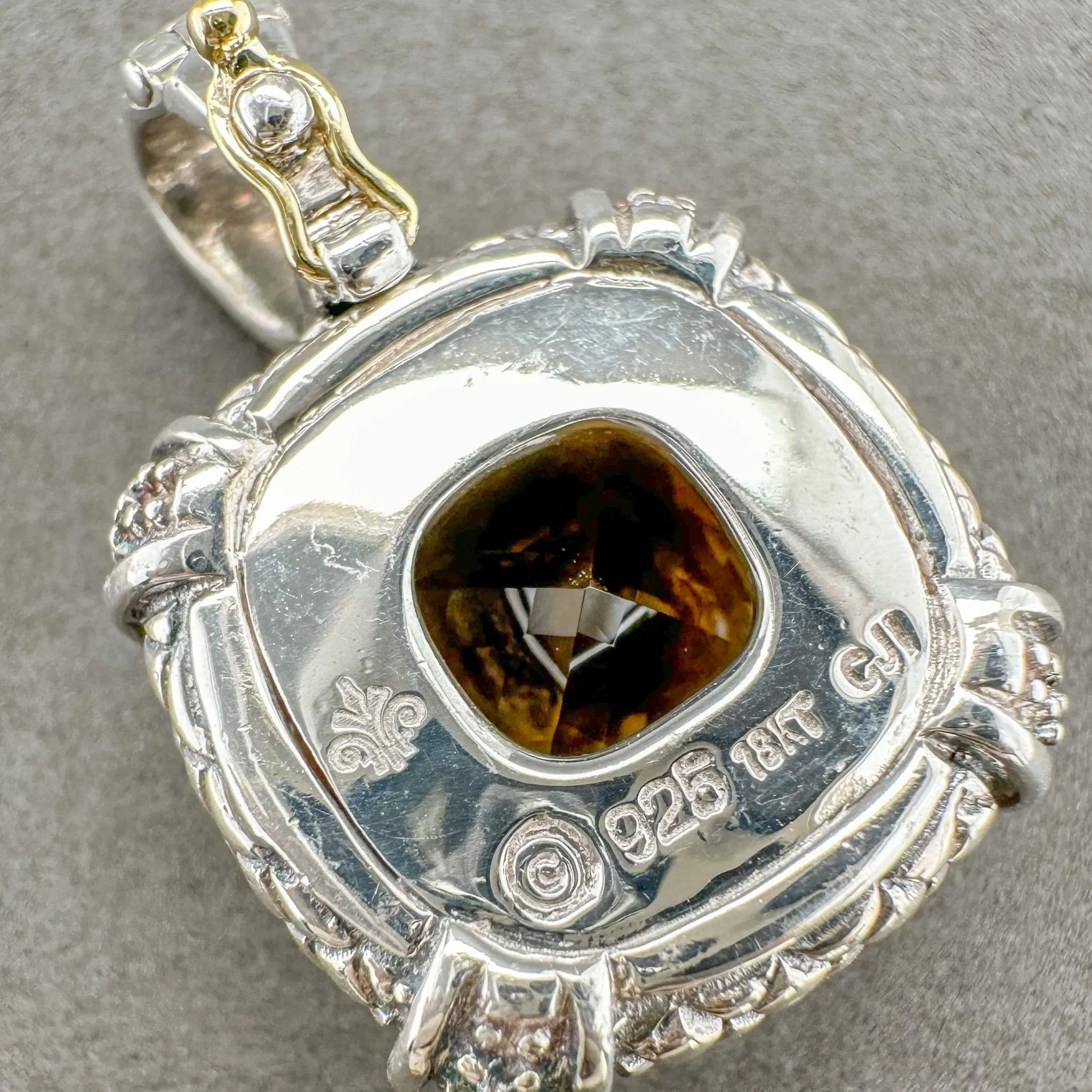 Estate Andrea Candela SS Citrine & Diamond Enhancer Pendant