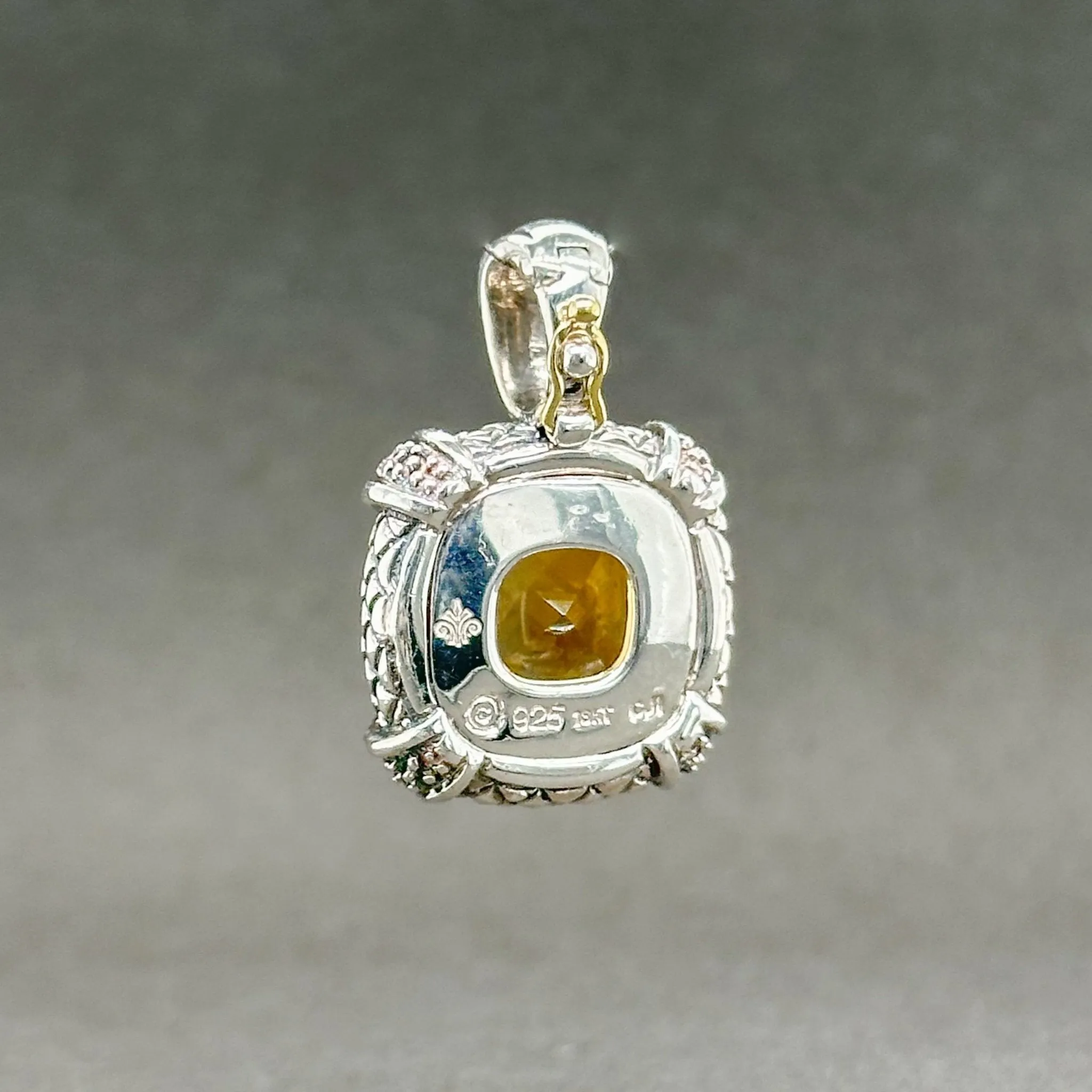 Estate Andrea Candela SS Citrine & Diamond Enhancer Pendant