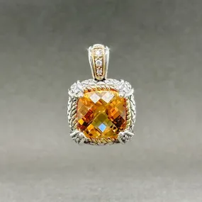 Estate Andrea Candela SS Citrine & Diamond Enhancer Pendant