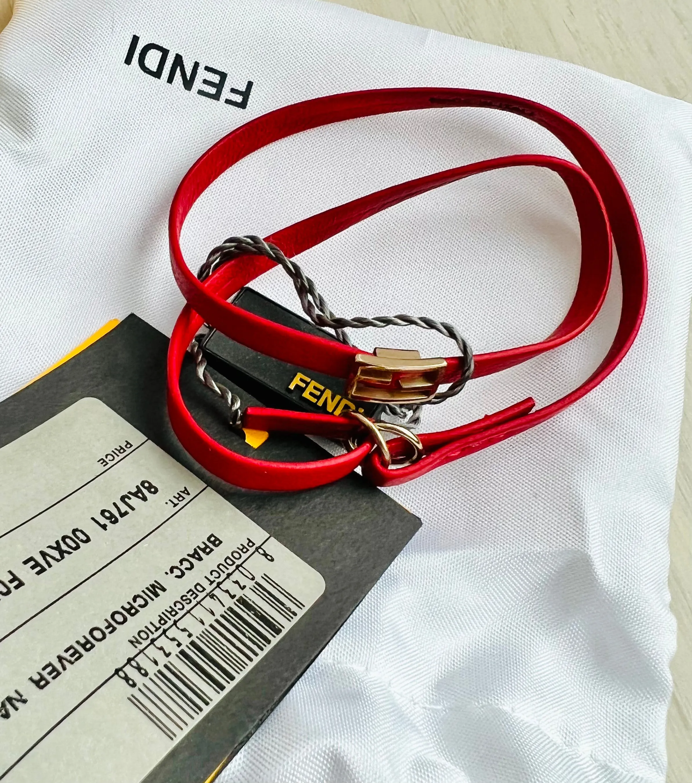 Fendi Microforever Napa Rosso Oro Chiara Bracelet