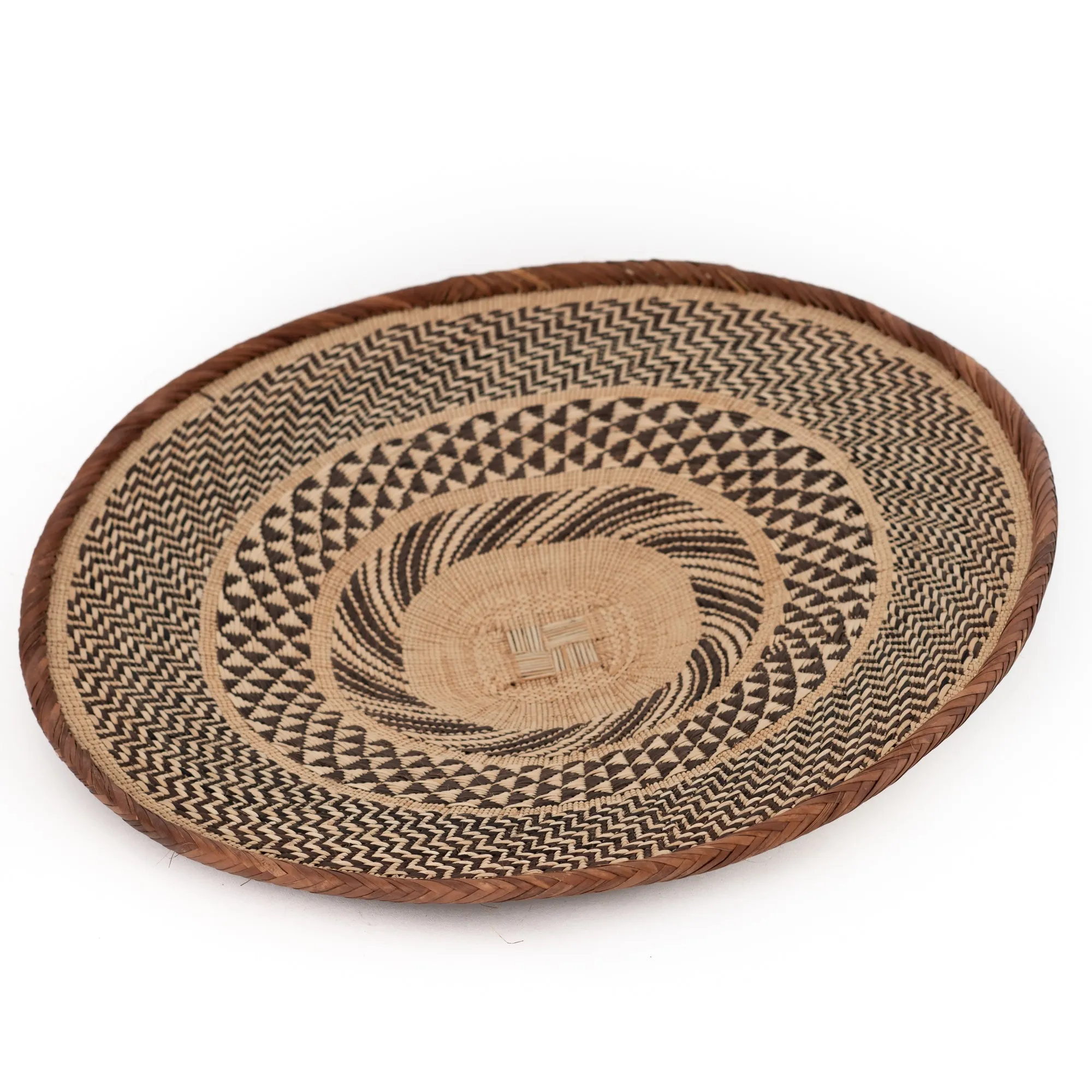 Flat Woven Raffia Basket