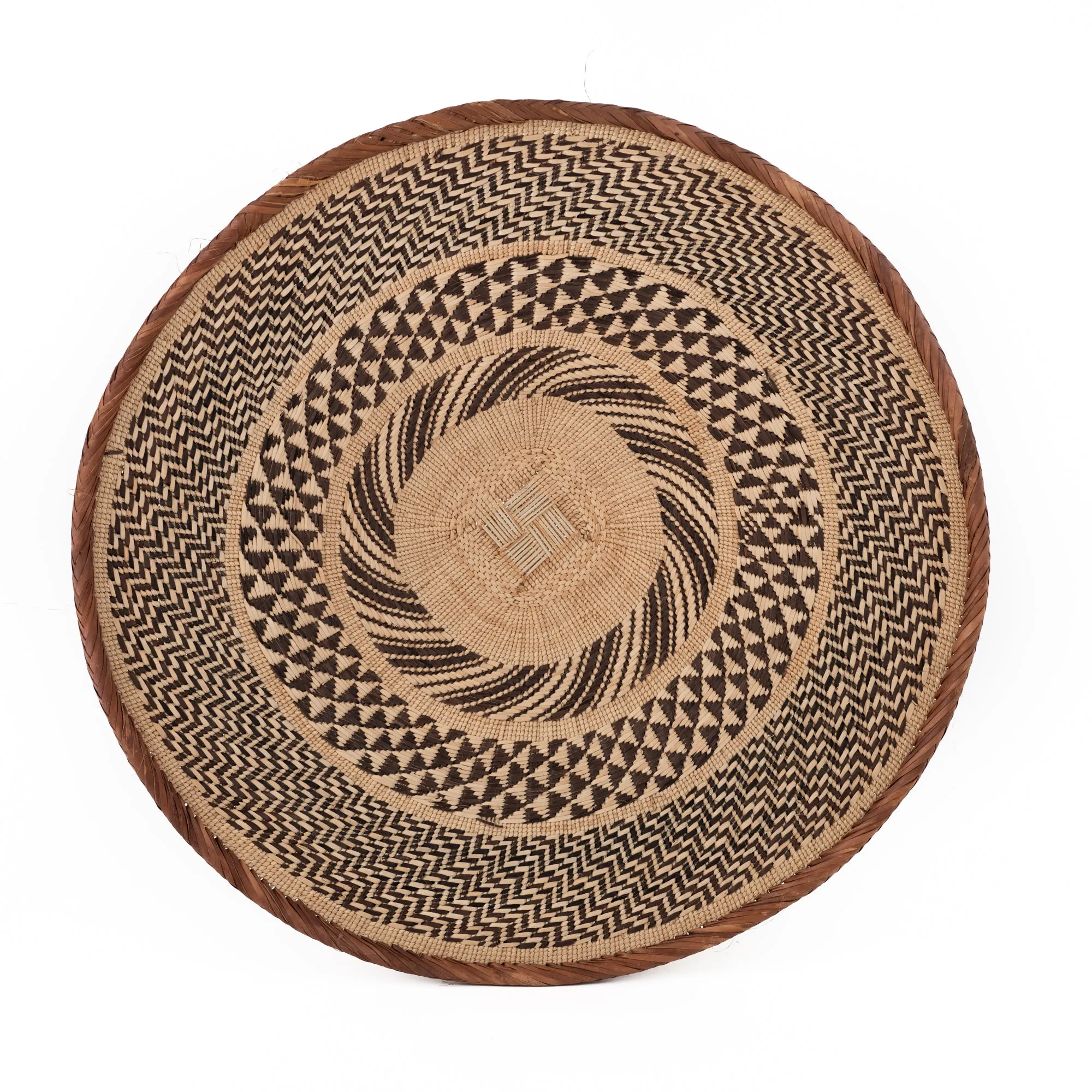 Flat Woven Raffia Basket