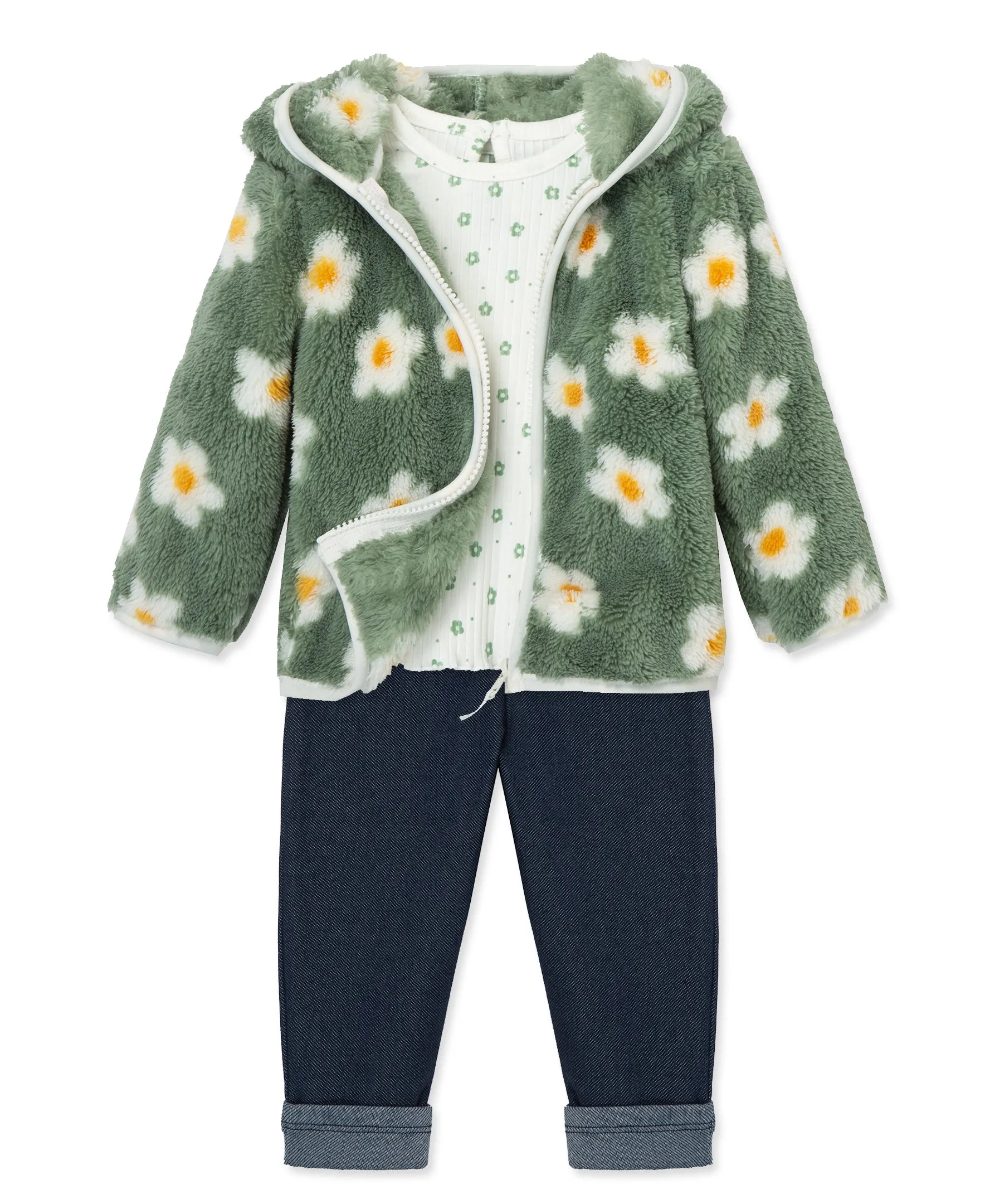 Floral 3-Piece Sherpa Jacket Set (12M-24M)