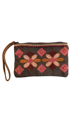 Floral Embroidered Wristlet