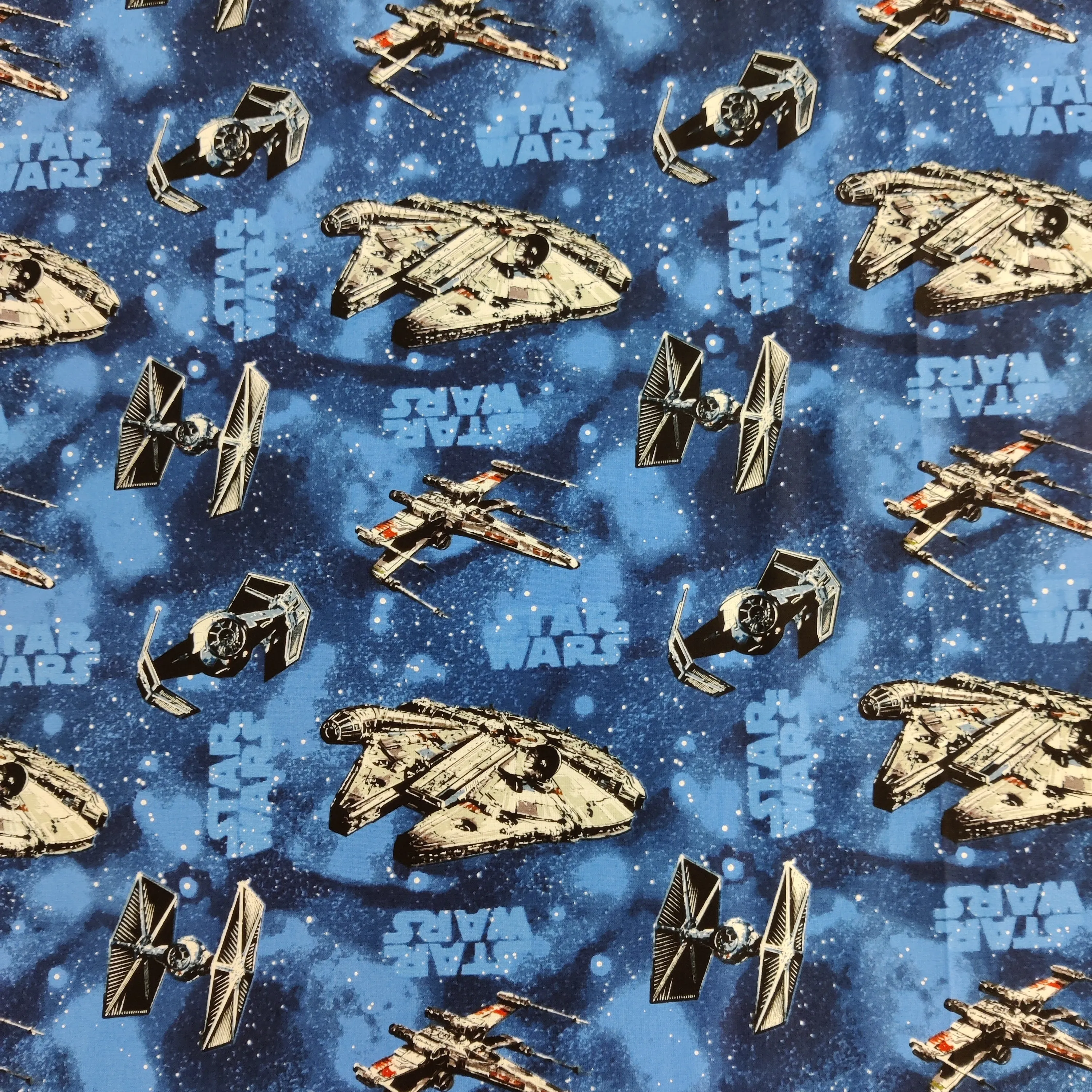 FS598_3 Star Wars Rebel Ships Blue Cotton