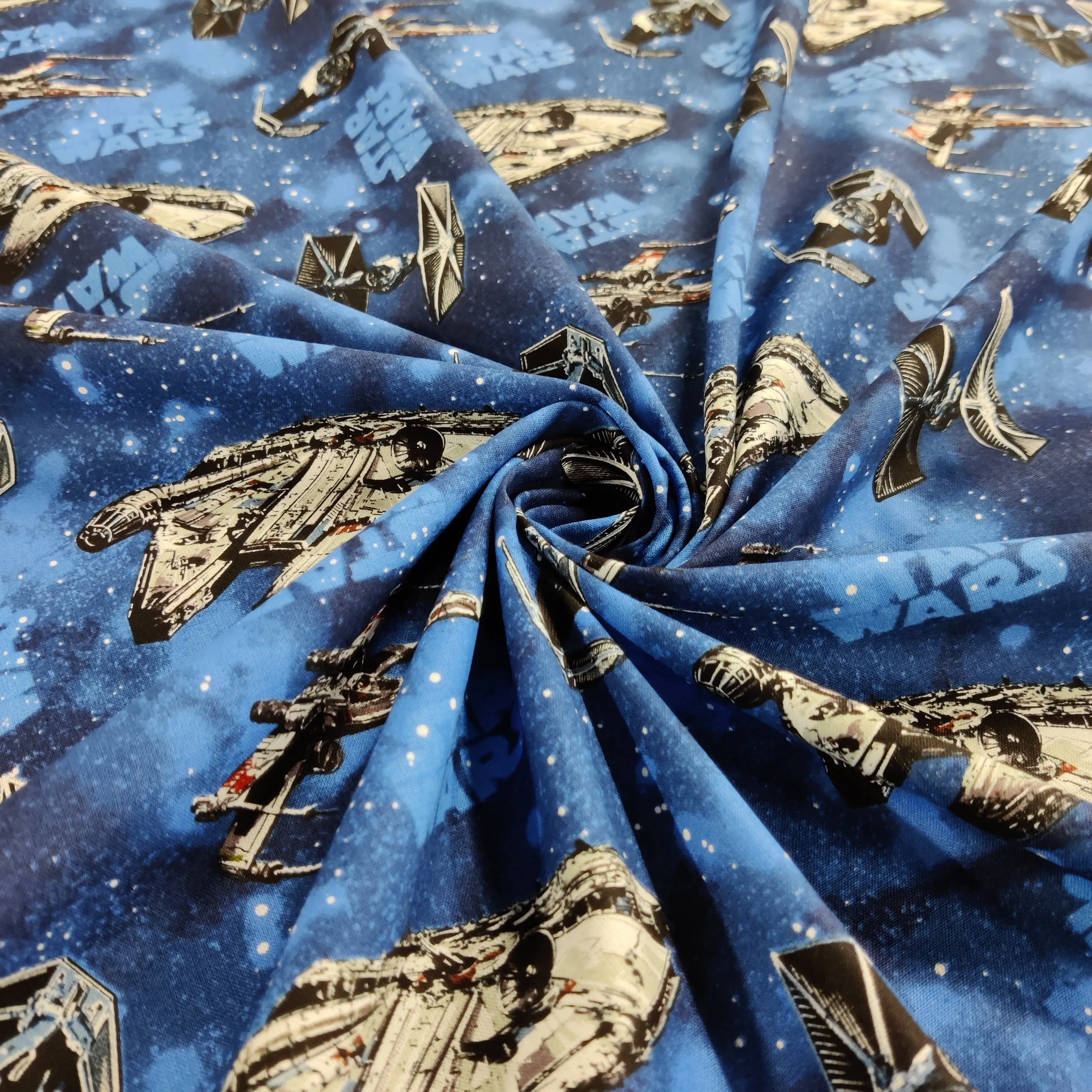 FS598_3 Star Wars Rebel Ships Blue Cotton