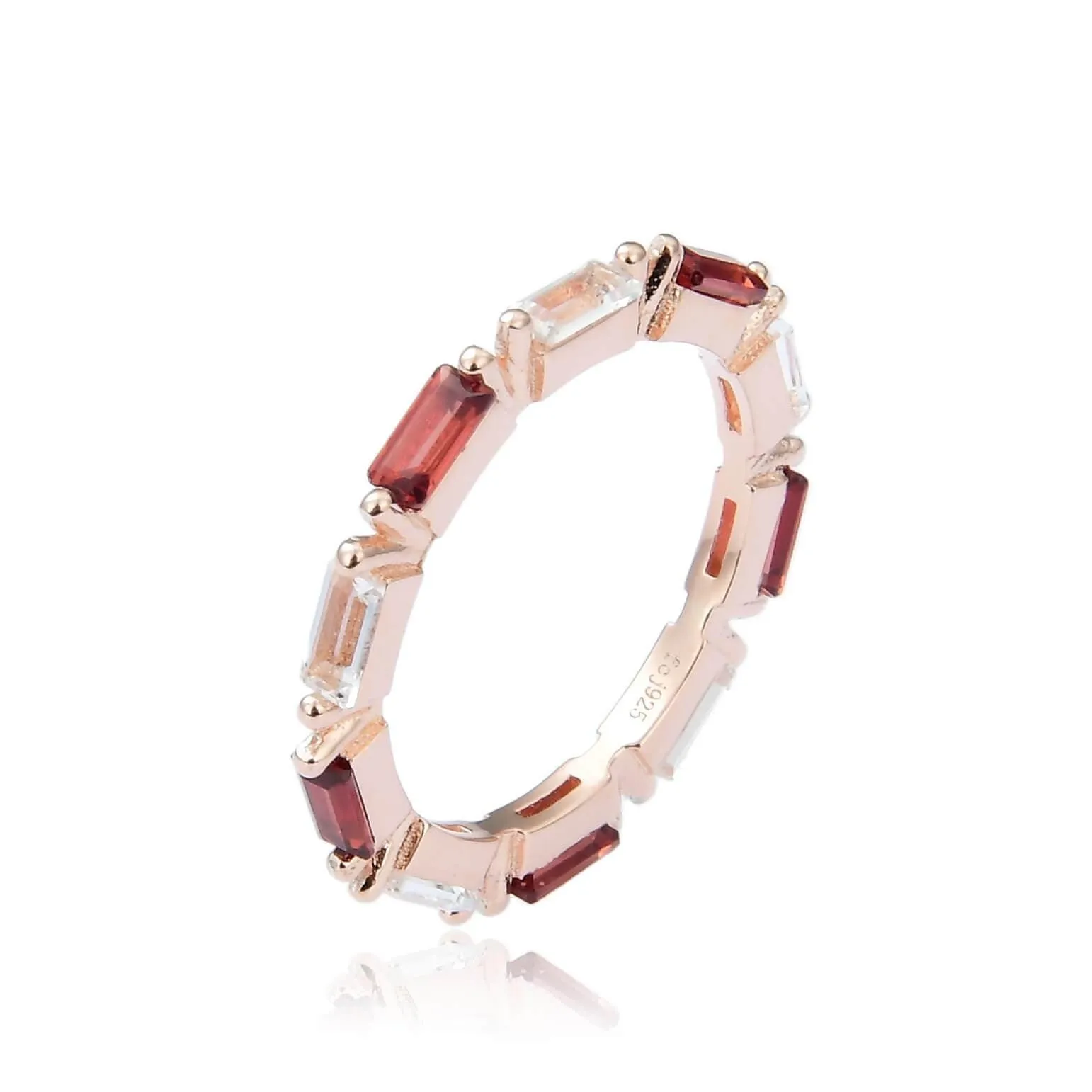 Garnet and White Topaz Eternity Ring