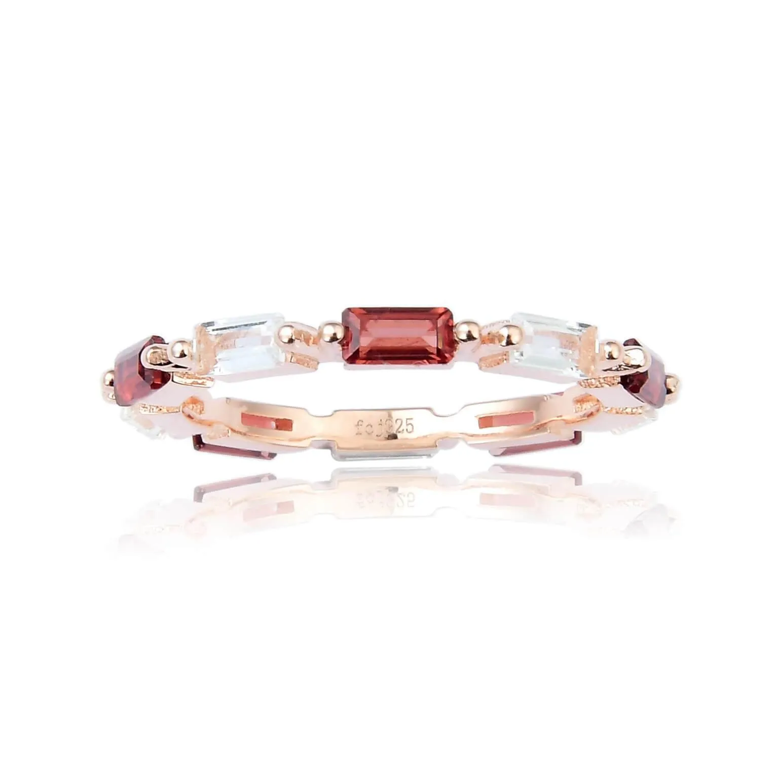 Garnet and White Topaz Eternity Ring