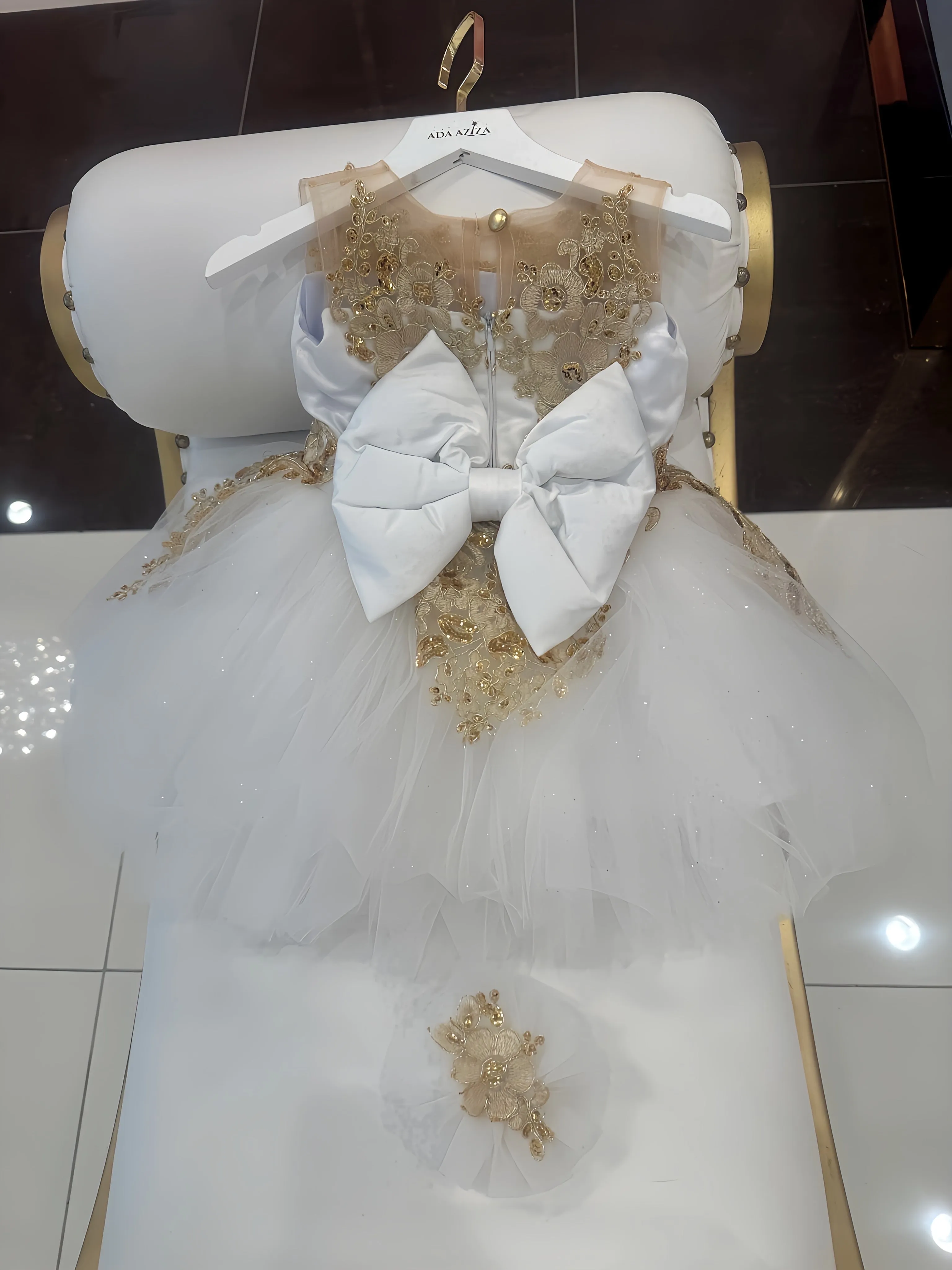 Gianna Dress White & gold