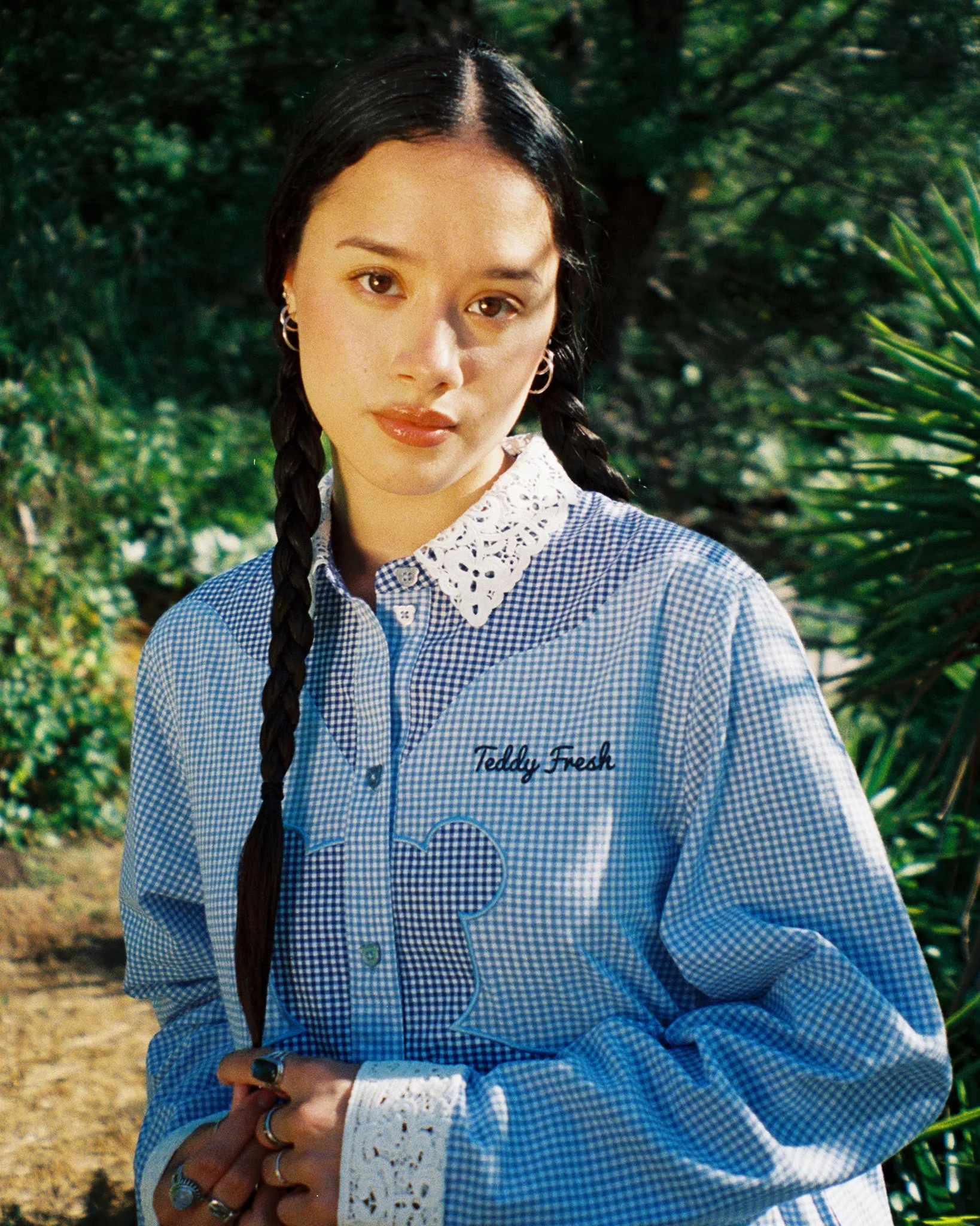 Gingham Bear Shirt Dress