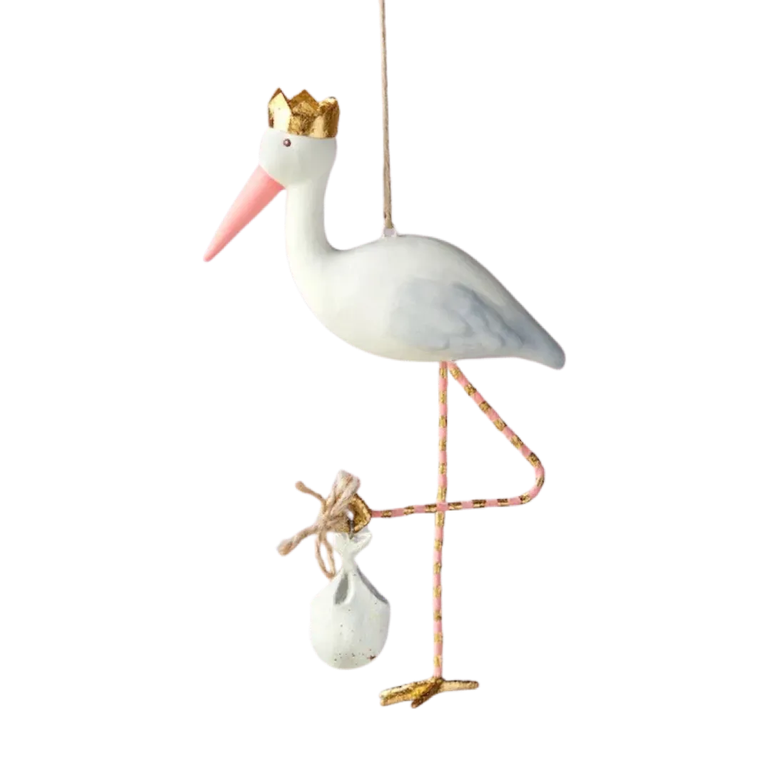 Glitterville Royal Stork Ornament