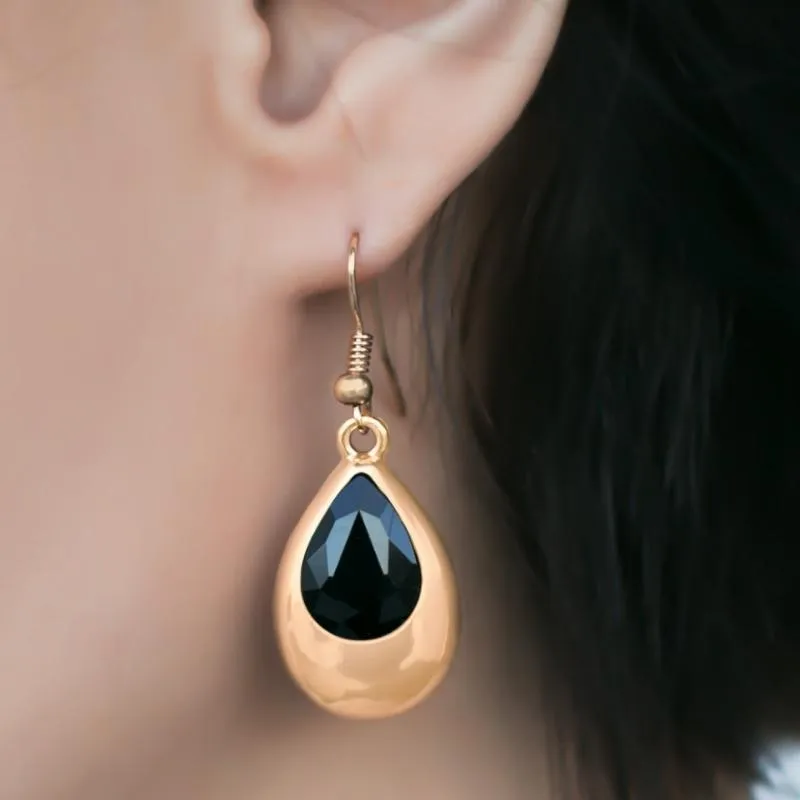 Glowing With Beauty Gold and Black Earrings