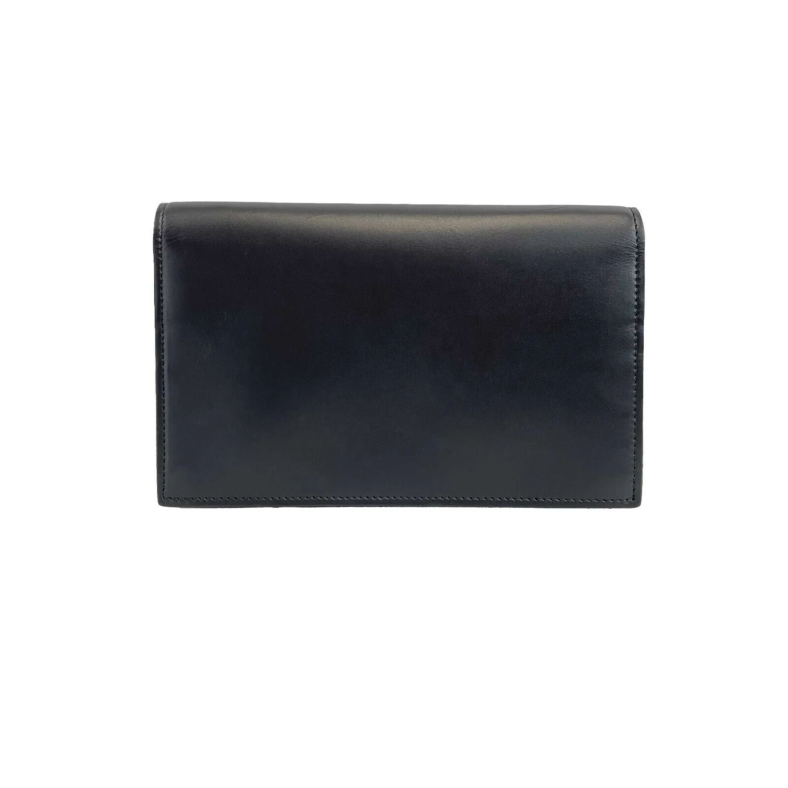 Gucci - Excellent - Embossed Black Leather Clutch w/ Removable Chain Strap - XL