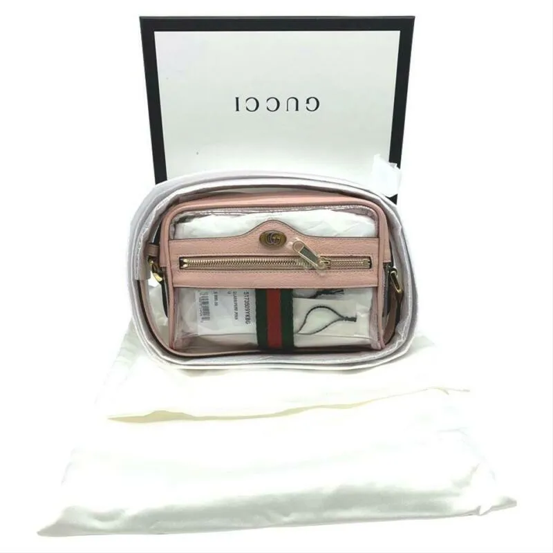 Gucci Ophidia Mini See-through Pvc Camera Pink Plastic Cross Body Bag