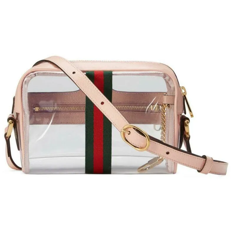 Gucci Ophidia Mini See-through Pvc Camera Pink Plastic Cross Body Bag