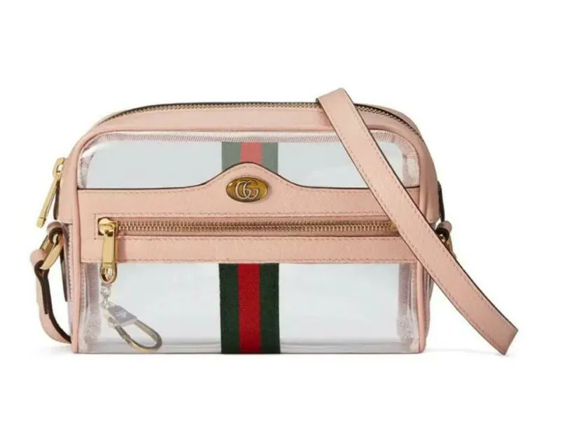 Gucci Ophidia Mini See-through Pvc Camera Pink Plastic Cross Body Bag