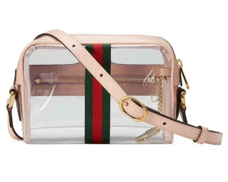 Gucci Ophidia Mini See-through Pvc Camera Pink Plastic Cross Body Bag