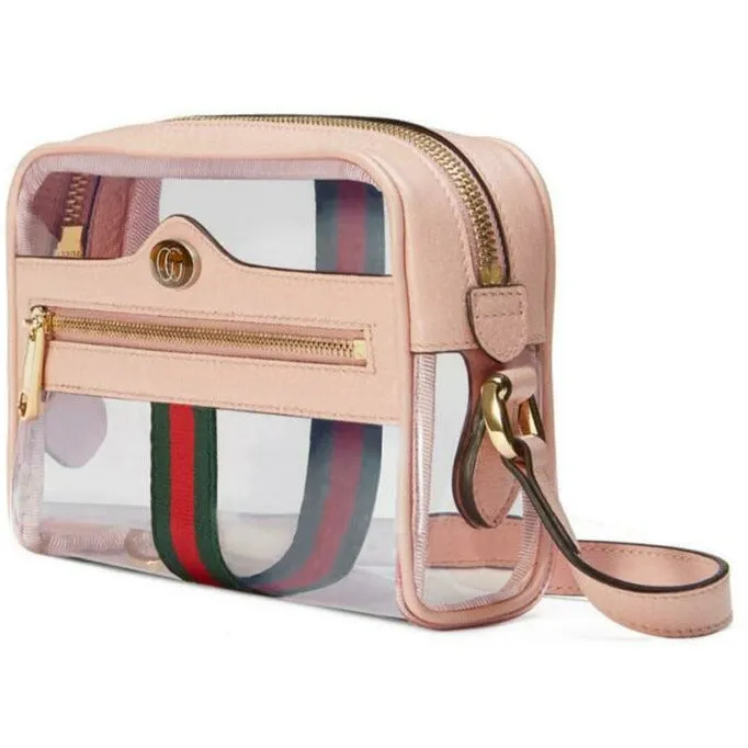 Gucci Ophidia Mini See-through Pvc Camera Pink Plastic Cross Body Bag