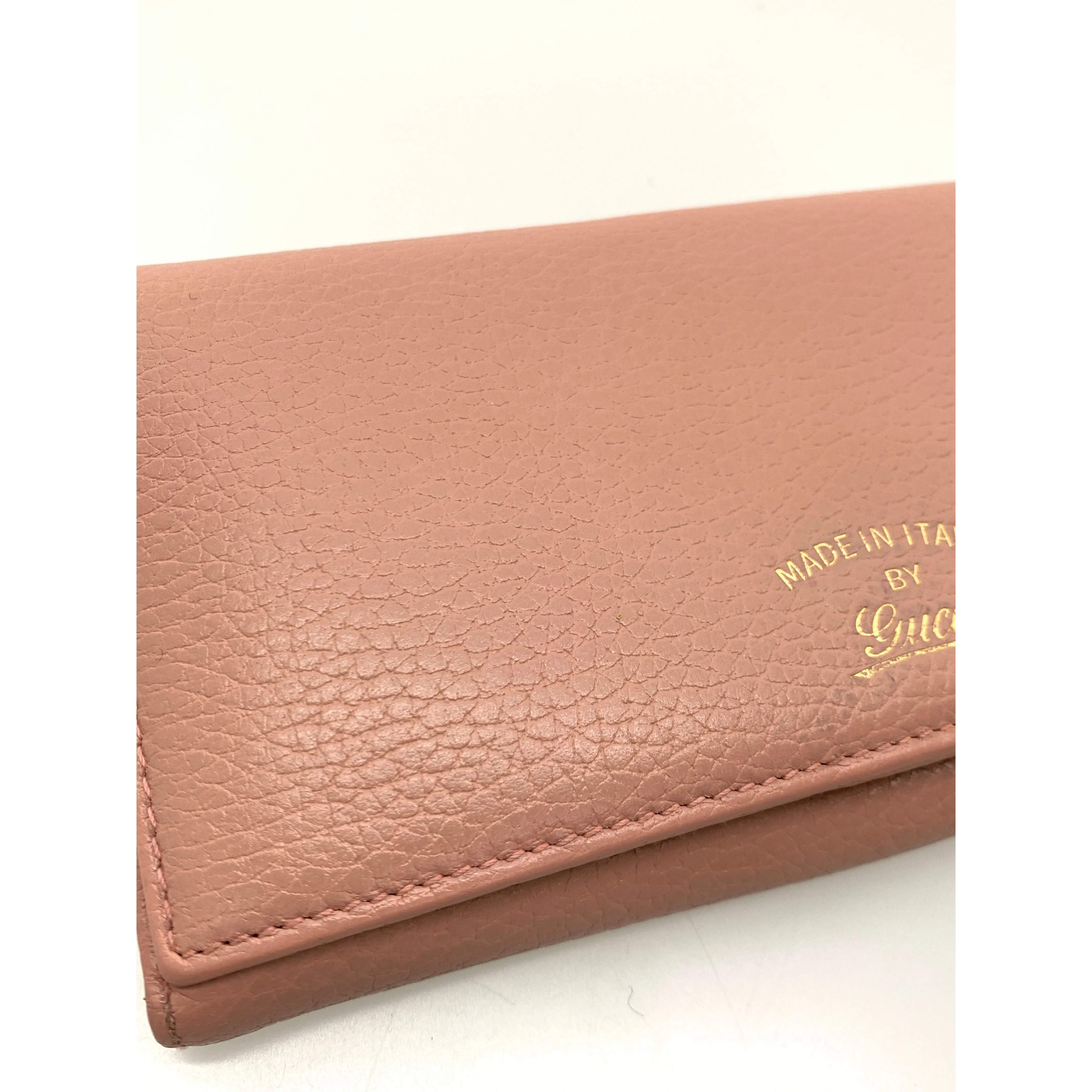 #GUCCI/Long Wallet/PNK/Leather/Plain