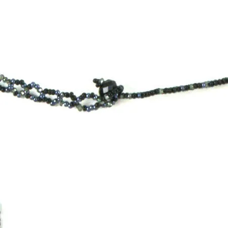 Hand Beaded Necklace - Shimmering Black and Grey