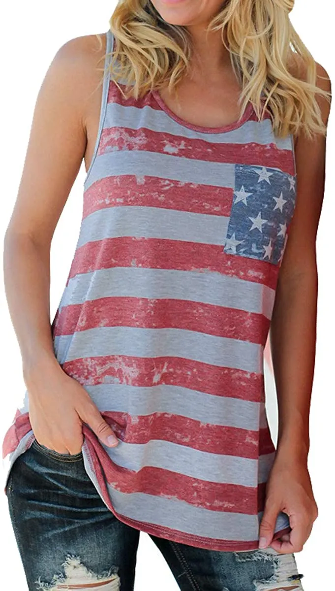 Haute Edition Women's 4th of July American Flag tops