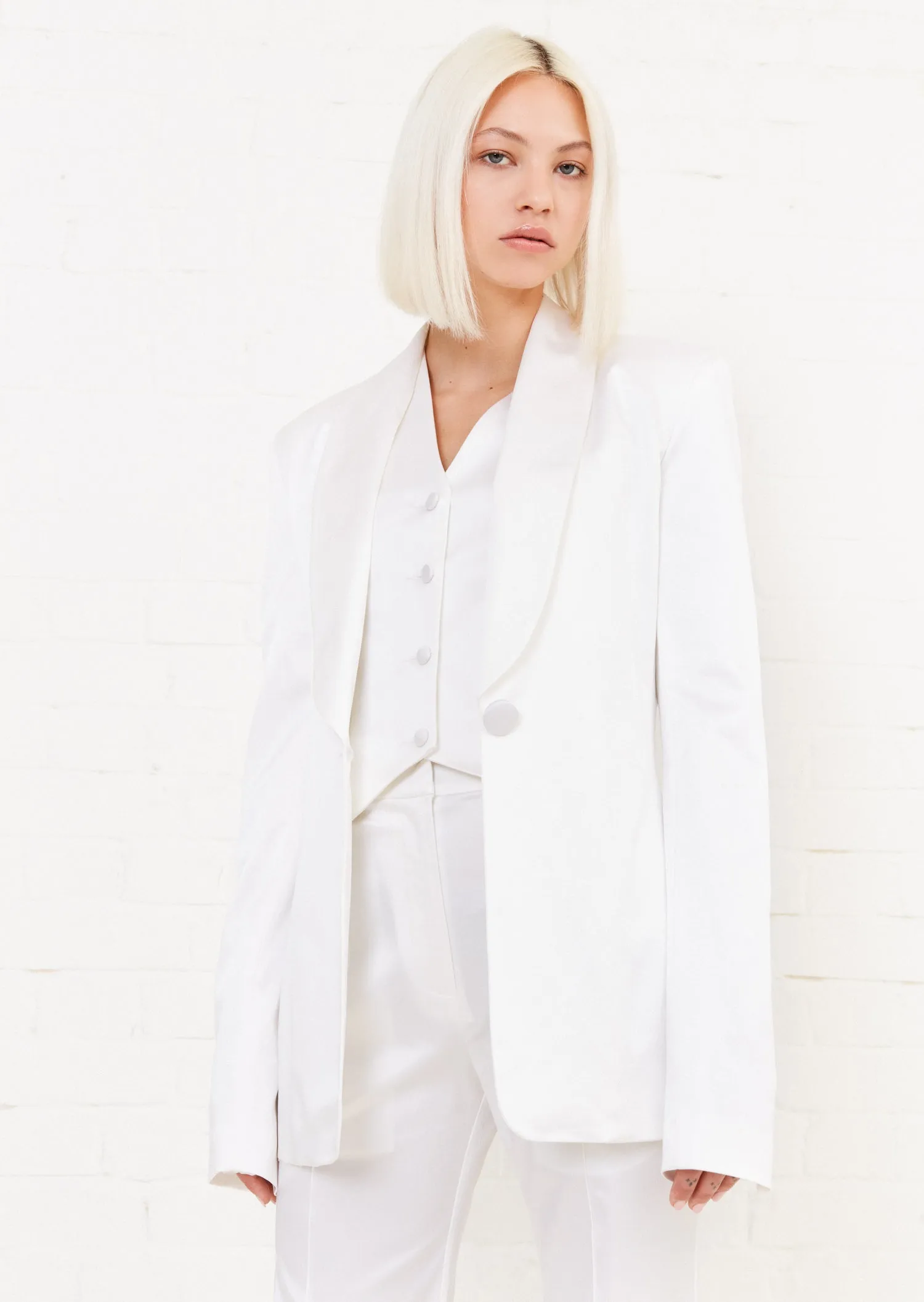 House of Holland White Satin Tailored Jacket