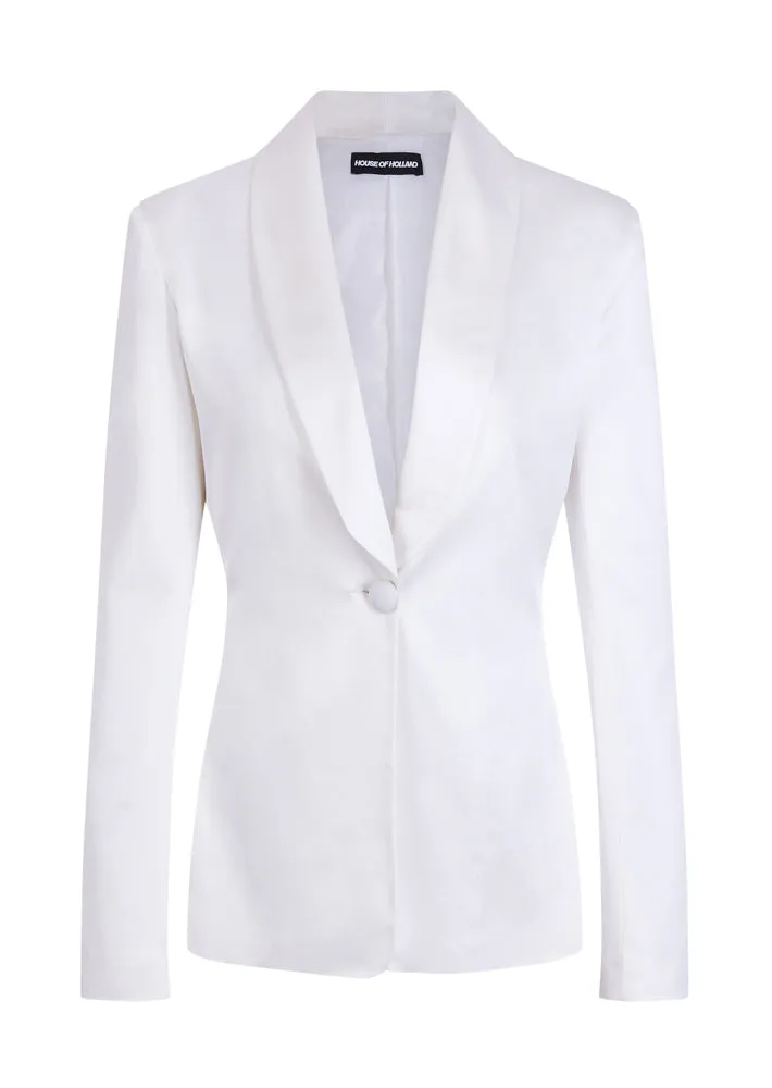 House of Holland White Satin Tailored Jacket