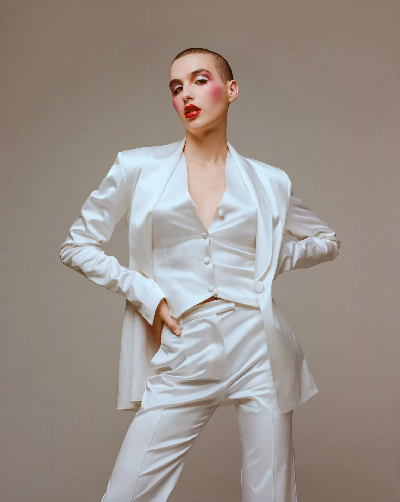 House of Holland White Satin Tailored Jacket