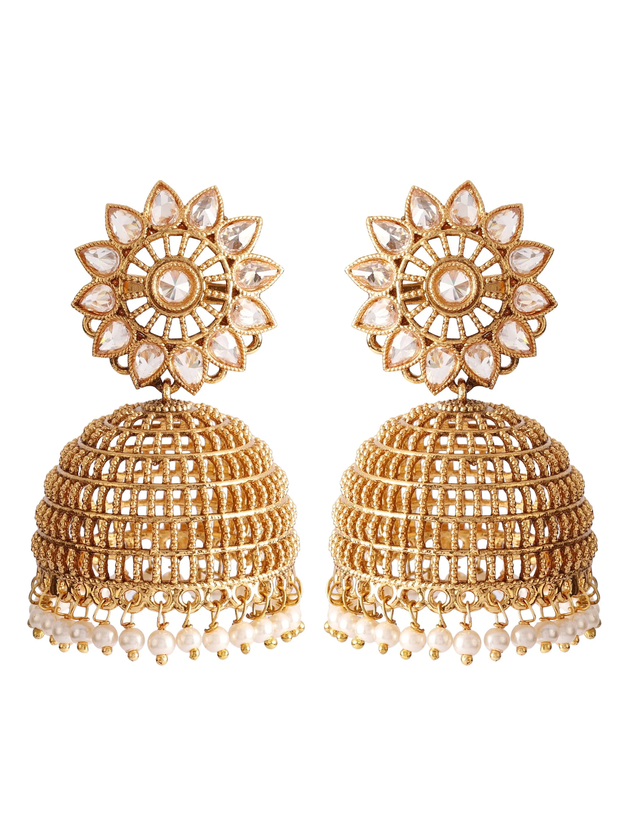 Ishin Gold Plated Net design Dome Shaped Jhumka