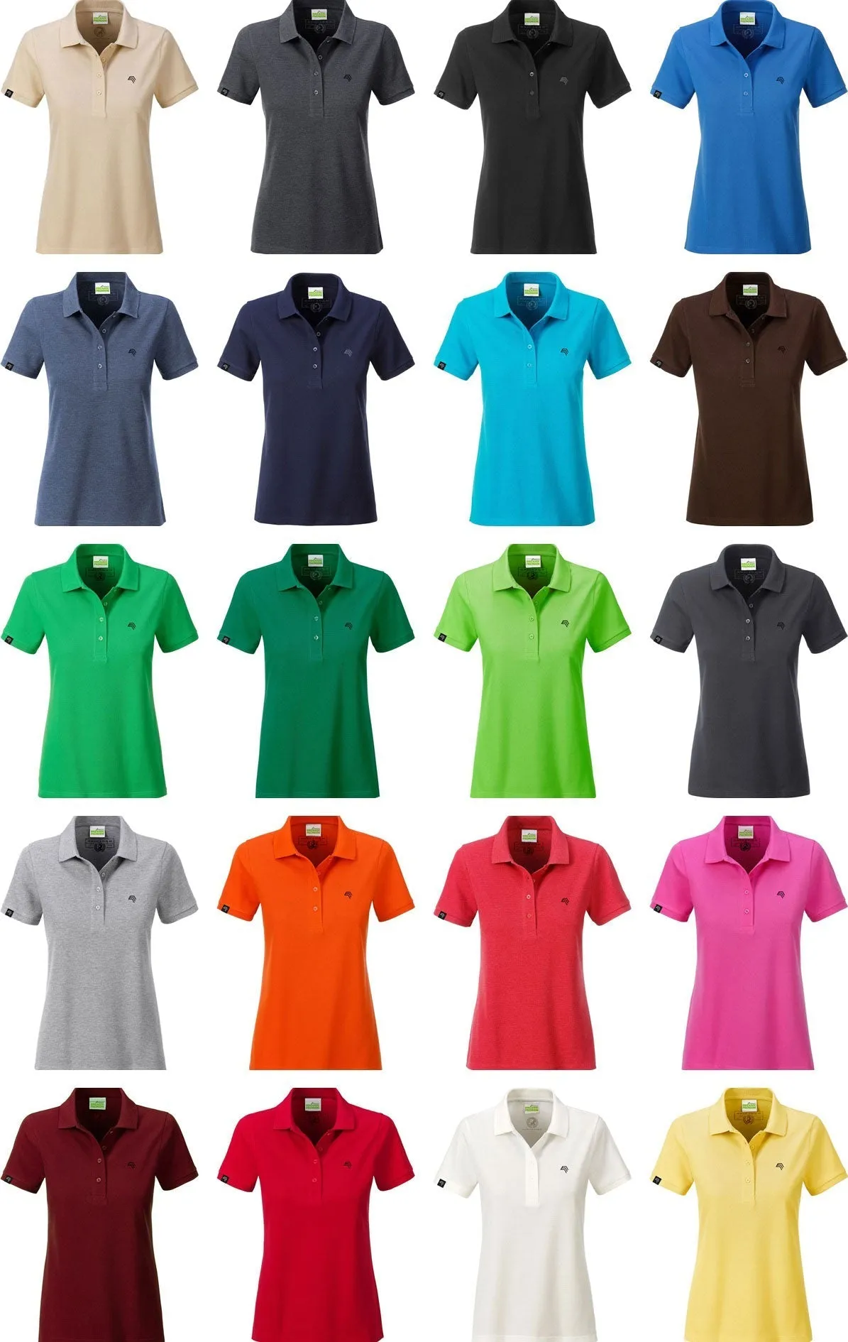 JAN 8009 ― Damen Bio-Baumwolle Polo Shirt - Heather Grau Melange