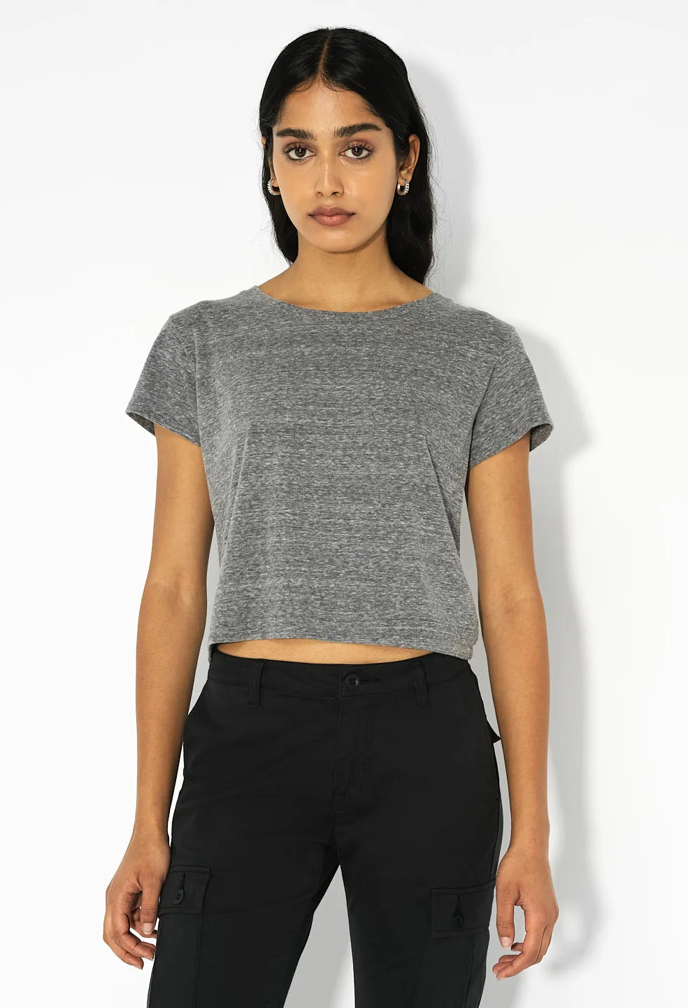 Jersey Cropped Tee / Tri-Blend Grey