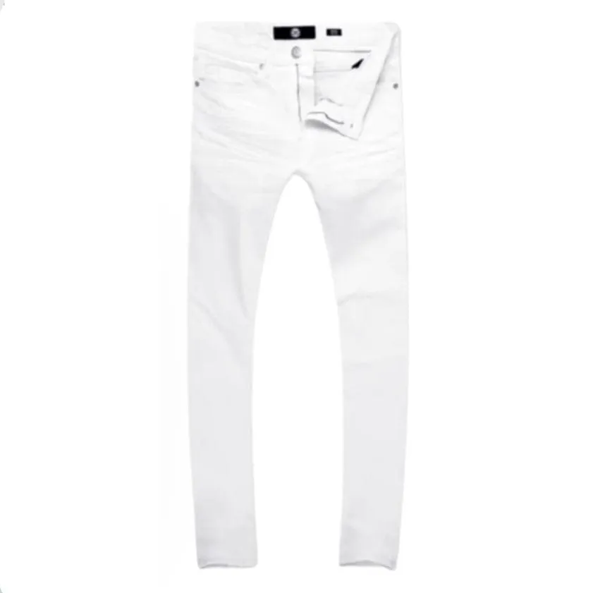 Jordan Craig Ross Skinny Tapered Fit Shred Denim (White) JR955