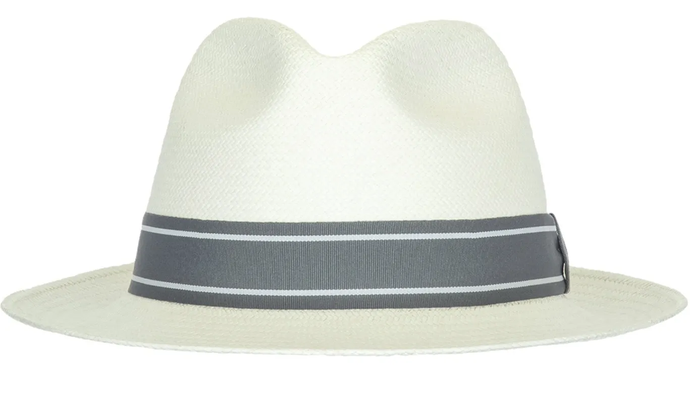 K. Dorfzaun Grade 3 Cuenca Fedora Panama in Cream with striped band