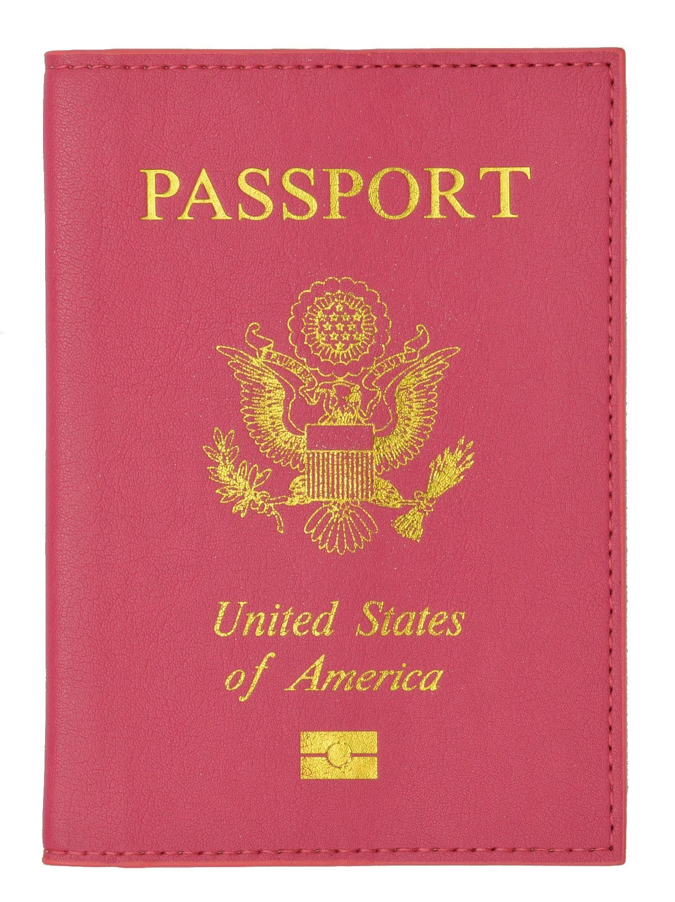 Leather USA Logo Passport Holder - Hot Pink