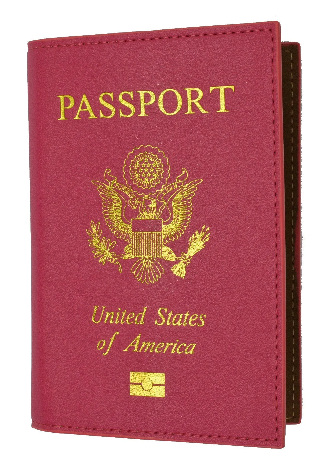 Leather USA Logo Passport Holder - Hot Pink