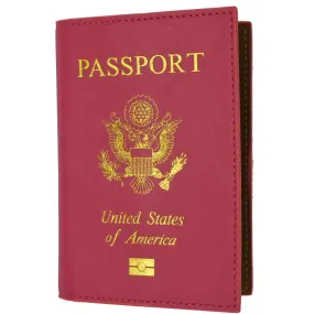 Leather USA Logo Passport Holder - Hot Pink