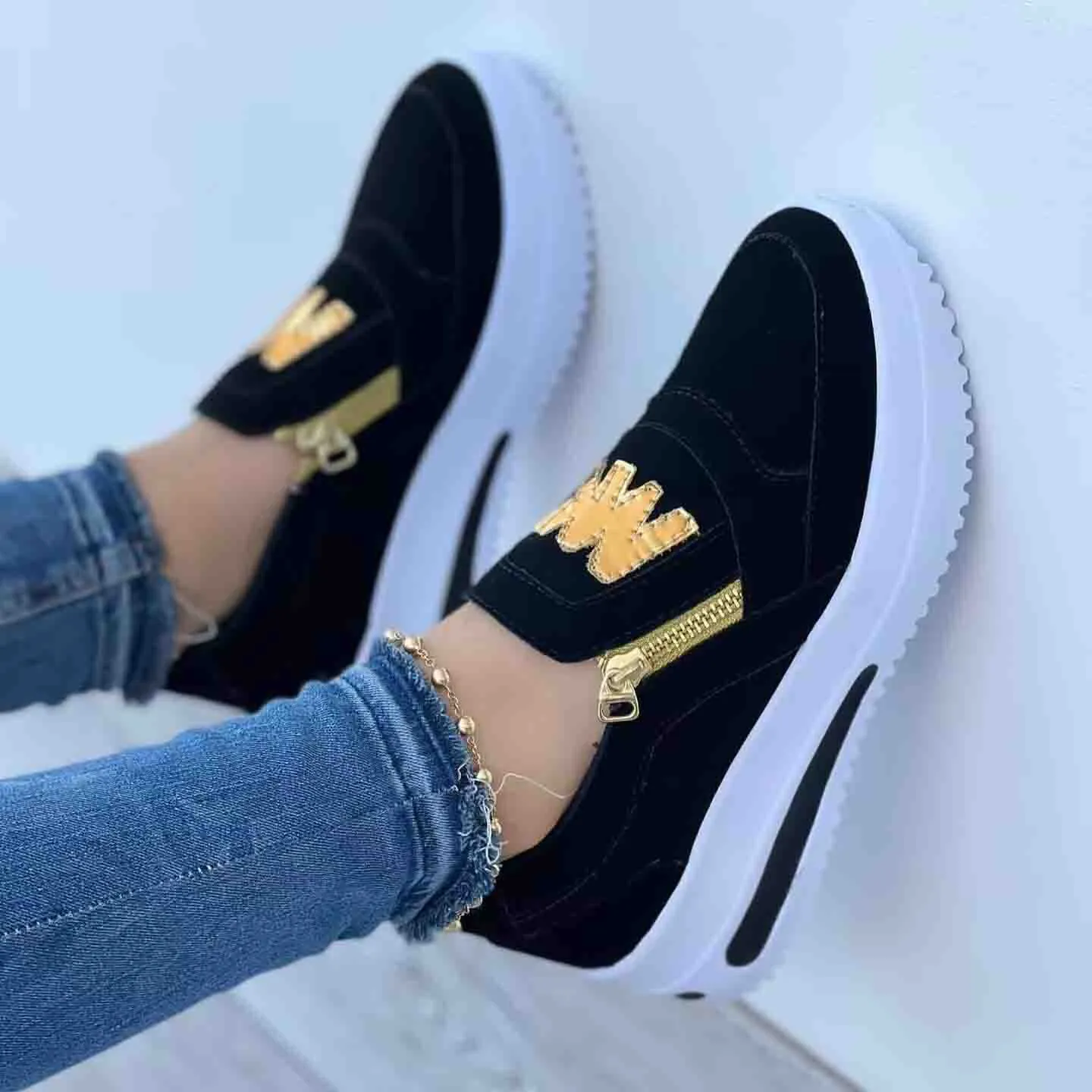 Libiyi Casual  Zipper Platform Sneakers for Women