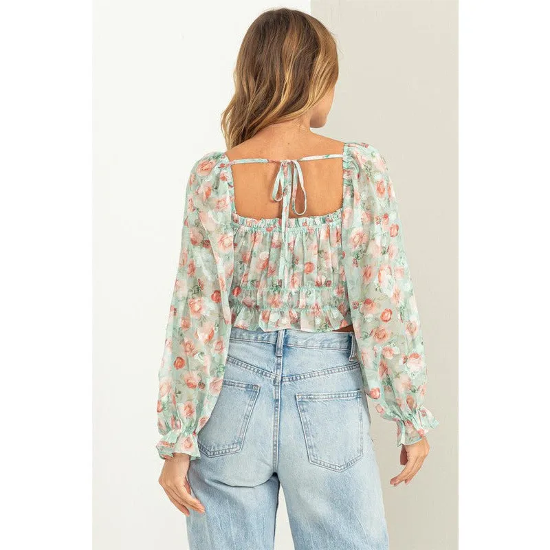 Listen to Me Floral Print Smocked Blouse