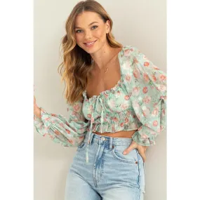 Listen to Me Floral Print Smocked Blouse