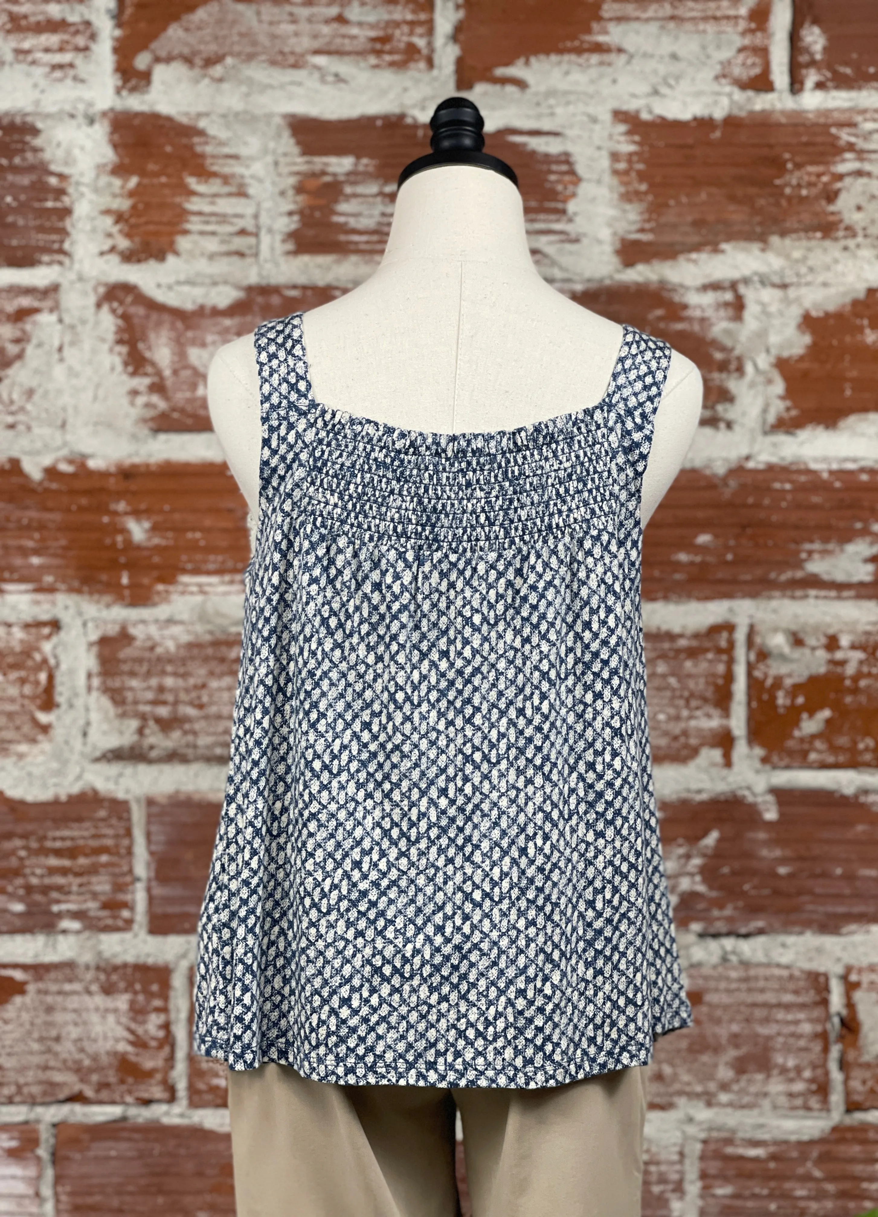 Liverpool Easy Fit Tank in Navy Text Dots