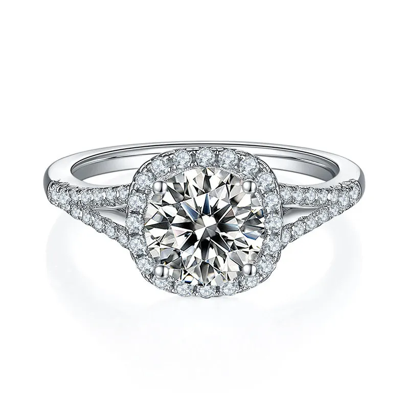 Luxury 1.5 Carat D Color Moissanite Sterling Silver Ring