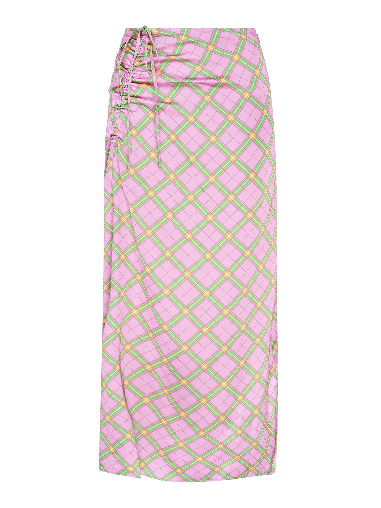 Madelyn Midi Skirt in Pink Check Print