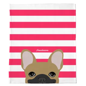 Masked Fawn French Bulldog on Hot Pink Stripes | Frenchie Blanket