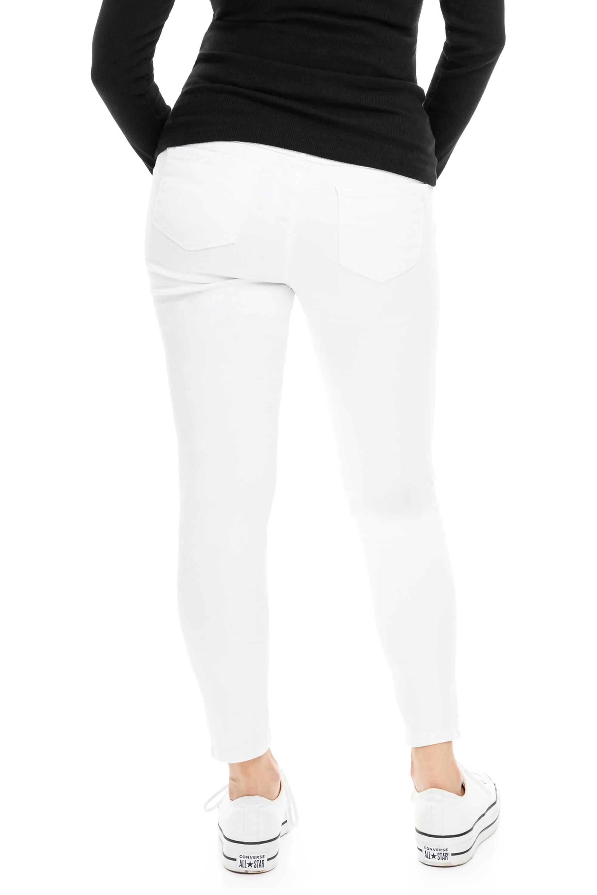 Maternity Butter Skinny Jeans w/ Bellyband in White