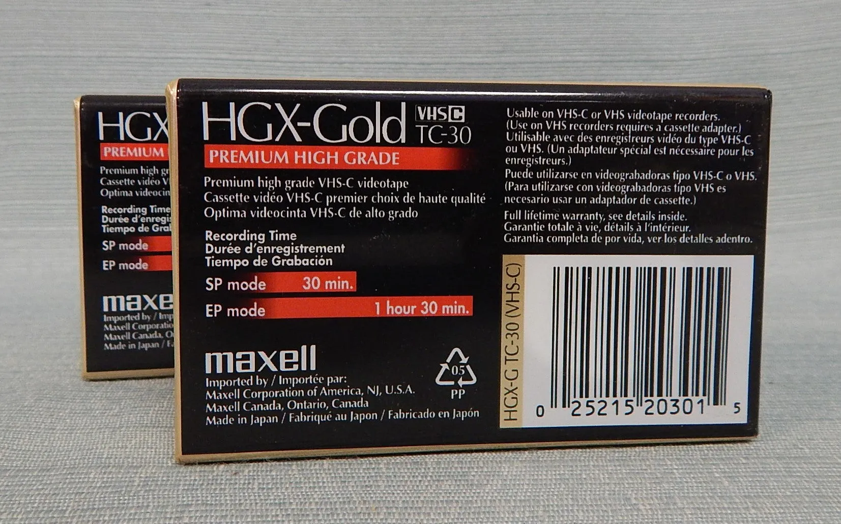 Maxell HGX-Gold TC-30 VHS-C Tapes - Lot of 2 - Brand New!