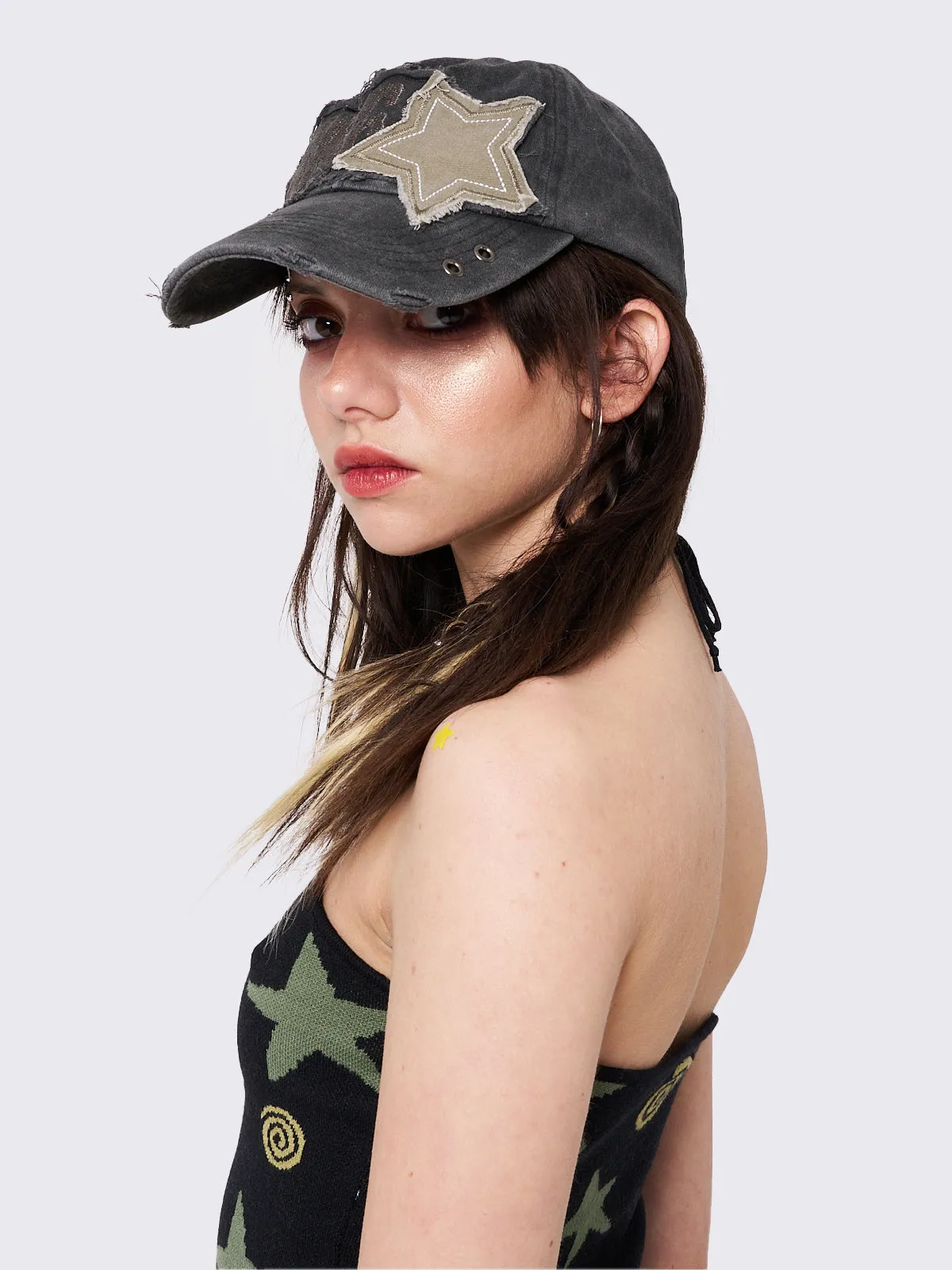 Minga Star Distressed Baseball Cap