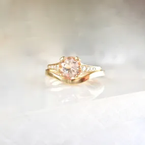 Morganite Diamond Engagement Ring -  Vintage Morganite Ring - Gold Morganite Ring