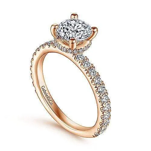 Mounting Only, Rose Gold Hidden Halo Engagement Ring